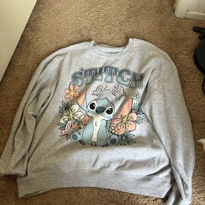 Disney Gray Stitch Crew Neck Sweater